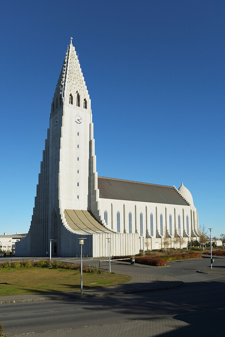 Hallgrimskirkja, die lutherische Pfarrkirche von Island; Reykjavik, Gullbringusysla, Island