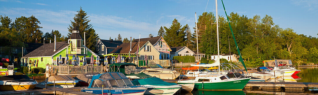 Boats In Early Morning Light At The Knowlton Marina On Brome Lake; Knowlton, Quebec, Canada