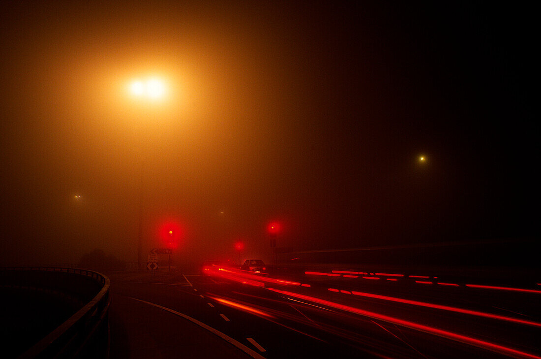 Traffic on Freeway at Night