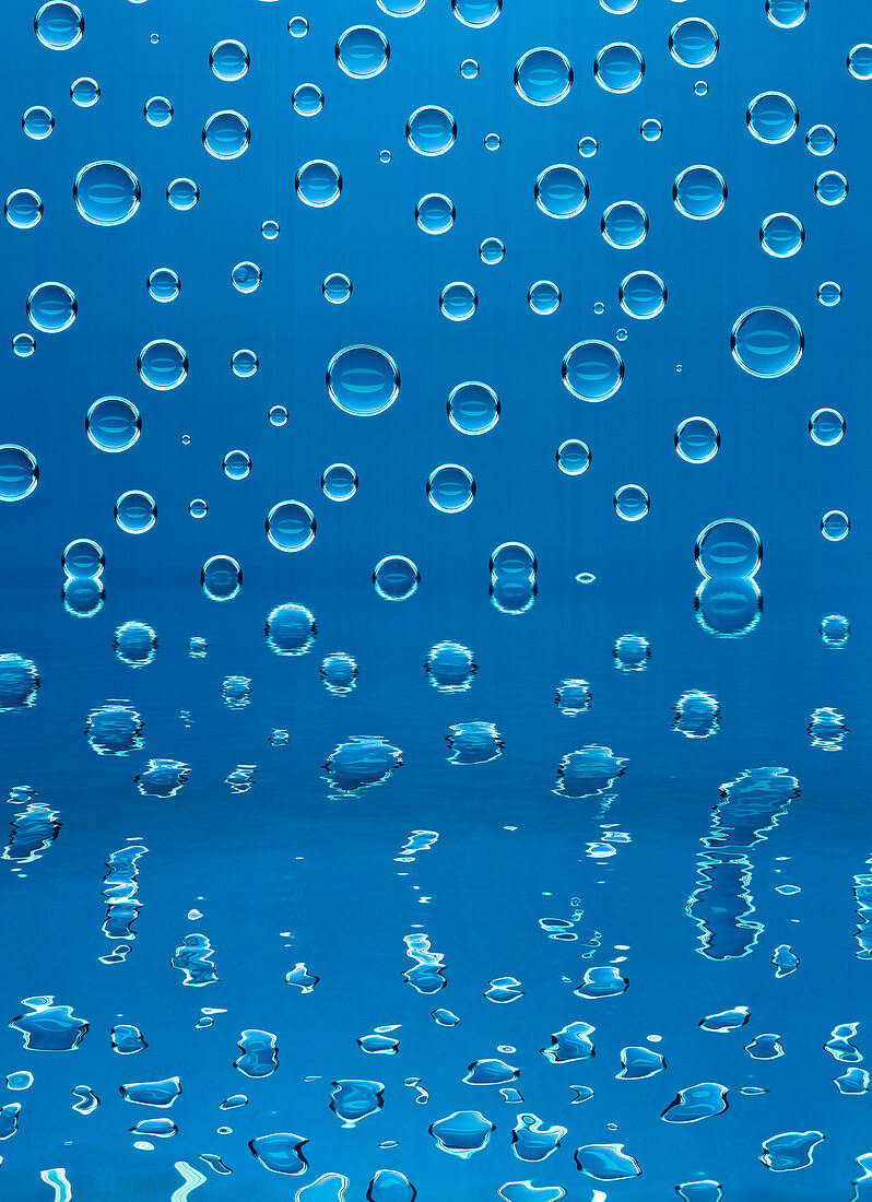 Waterdrops on Blue Background