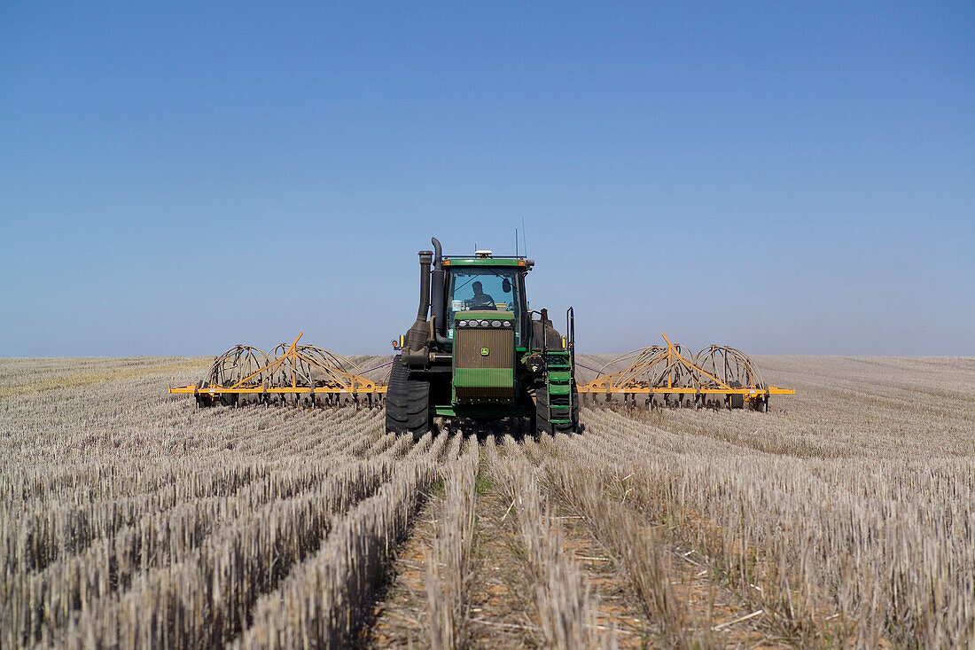 Wheat Sowing, Tractor Pulling Seed Drill, Australia