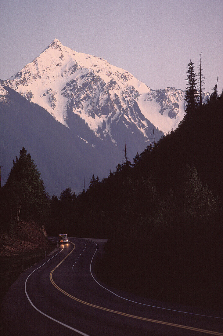 Truck on Trans Canada Highway, near Mount Cheam, Hope, British Columbia, Canada