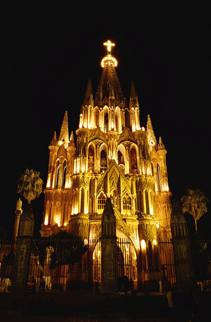 La Parroquia at Night, San Miguel de Allende, Mexico