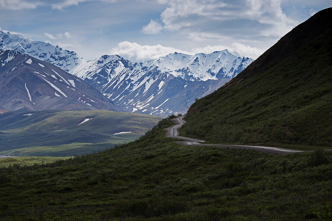 Road through Denali National Park, Alaska, USA