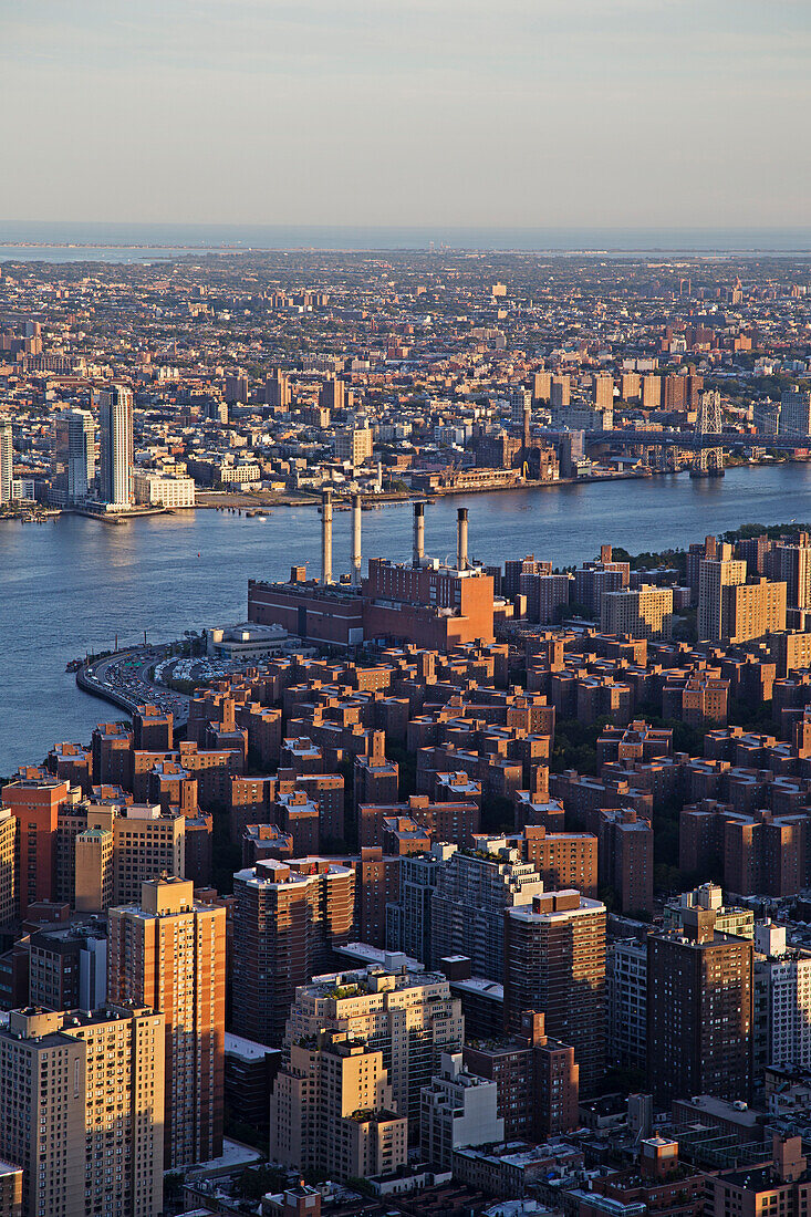 Aerial View of Manhattan, East River and Brooklyn, New York City, New York, USA