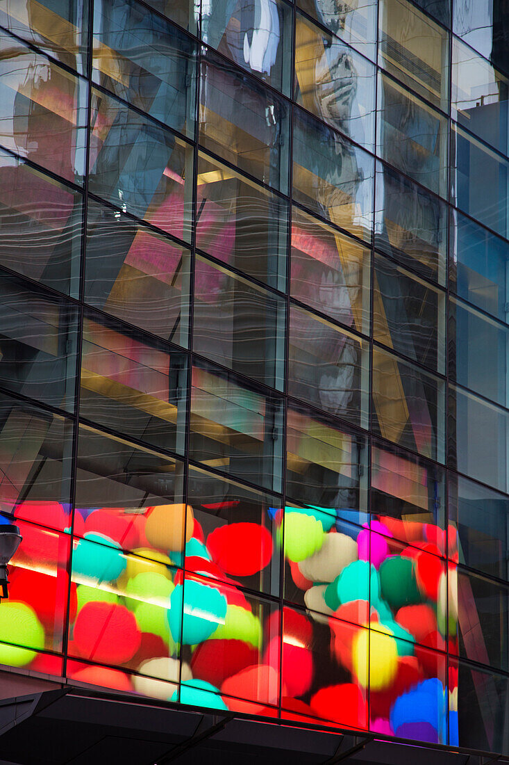 Reflections in Building, Times Square, New York City, New York, USA