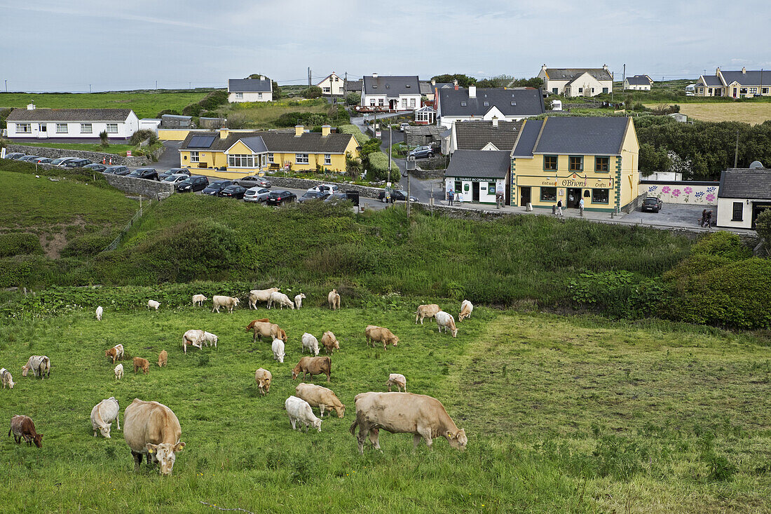 Blick auf das Küstendorf Doolin, Republik Irland