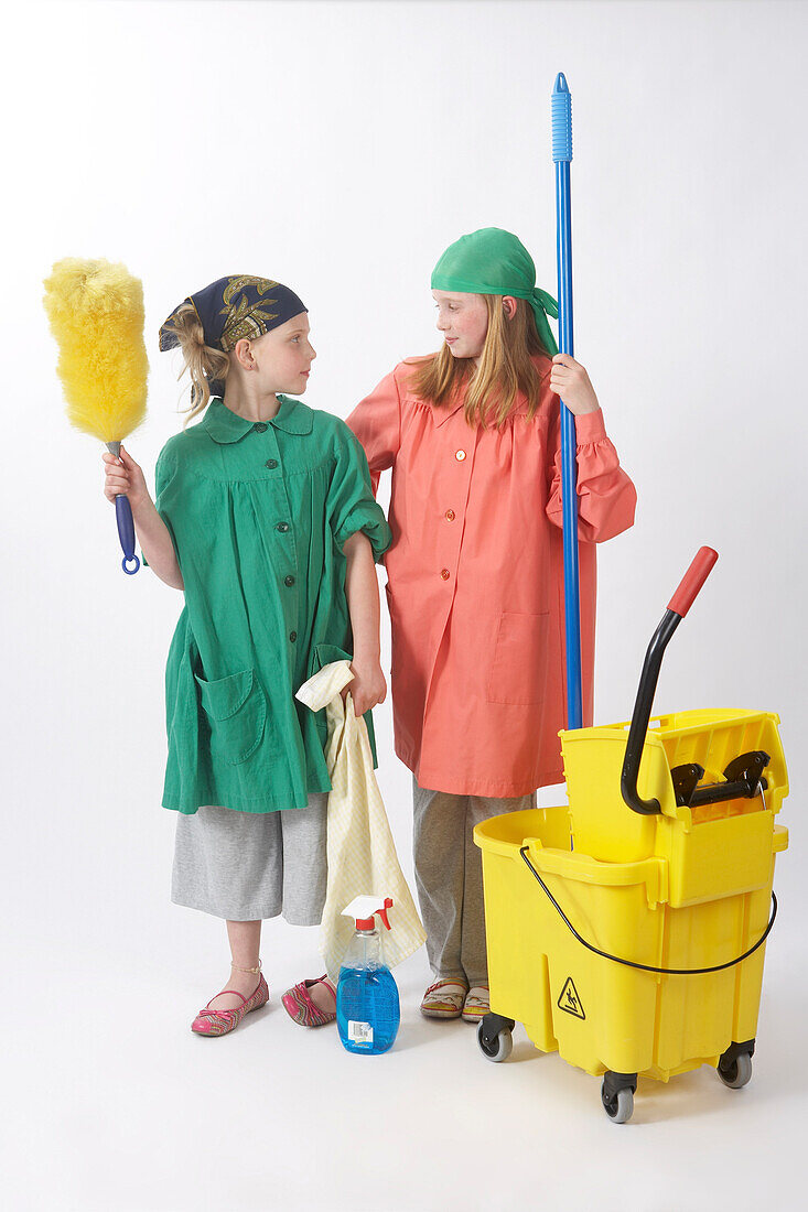 Girls Dressed Up as Janitors