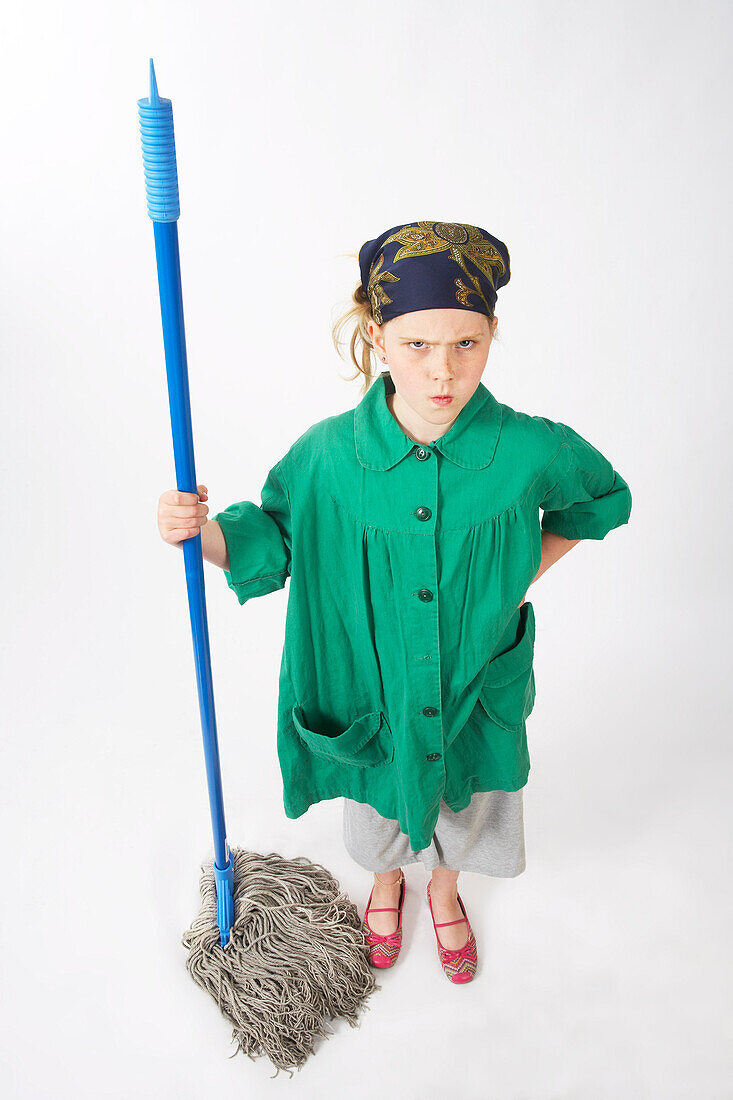 Little Girl Dressed Up as Janitor