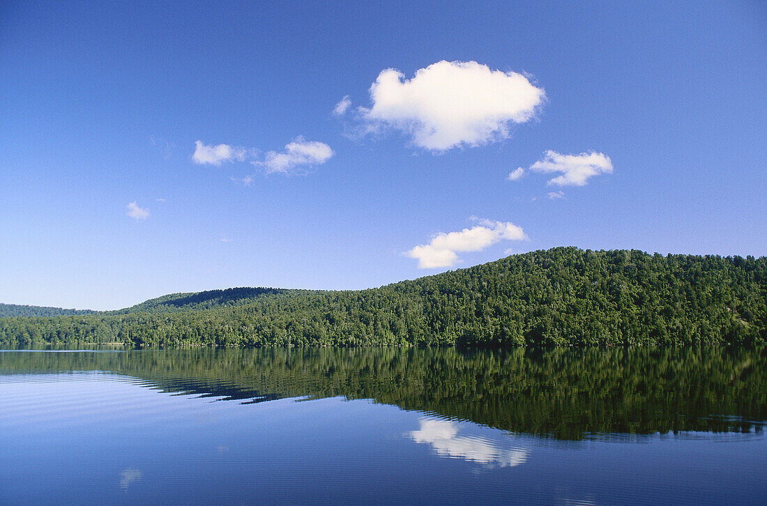 Lake Mapourika with Clouds, South Island, New Zealand