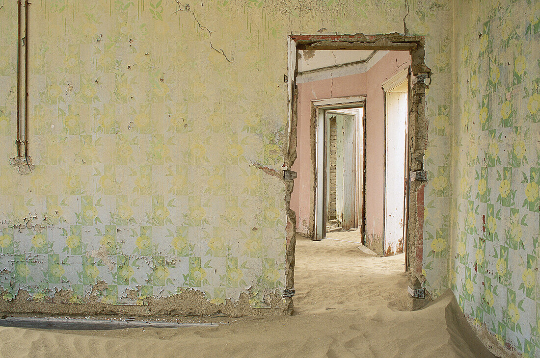 Interior of Abandoned Building, Kolmanskop Ghost Town, Namibia