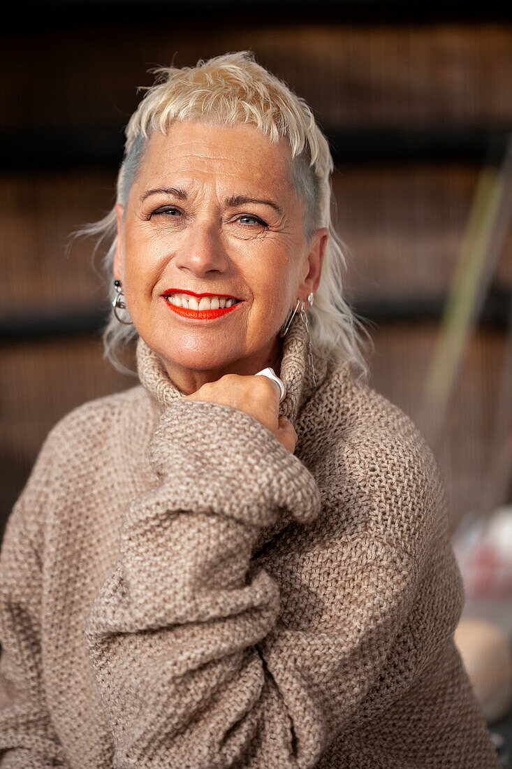Portrait of fashionable senior woman