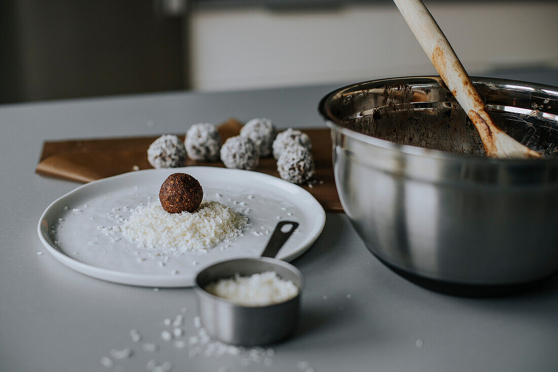 High angle view of cooking ingredients