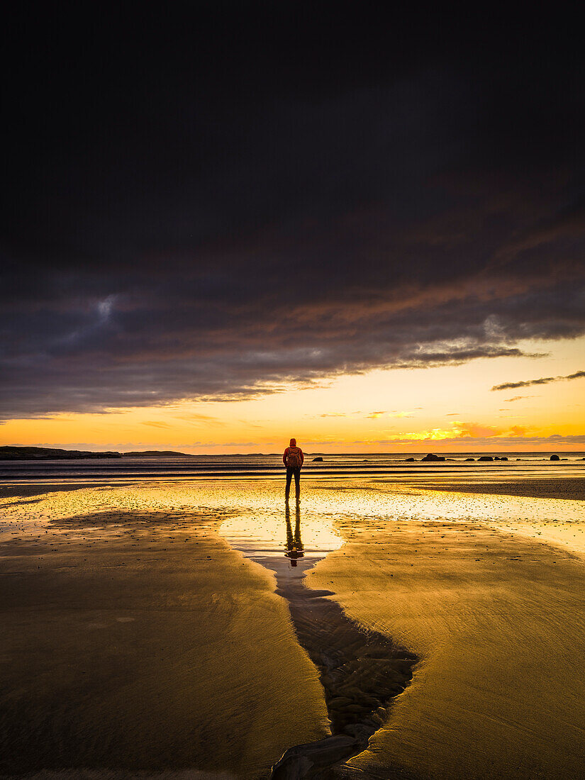 Silhouette of person standing at sea