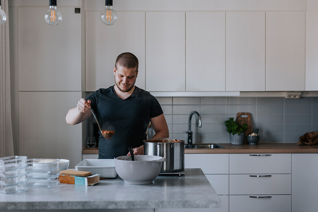 Man doing meal prep at home