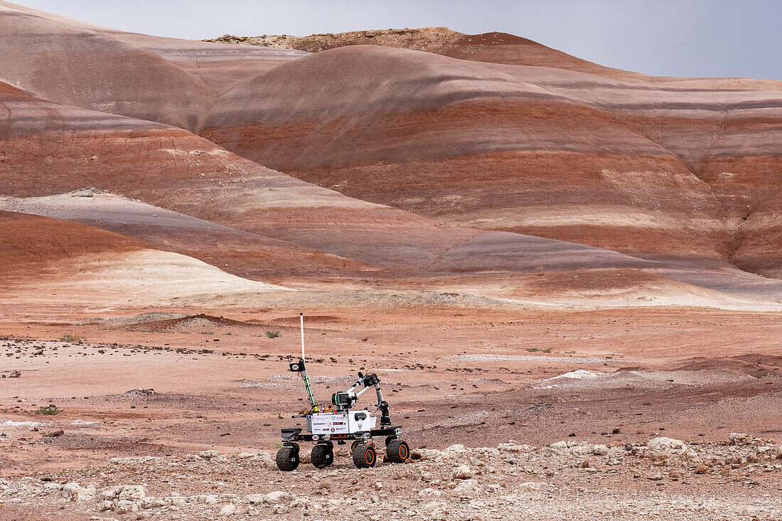 Mars-Rover des RoverOva-Teams. Universität Rover Challenge, Mars Desert Research Station, Utah. RoverOva, VSB - Technische Universität von Ostrava, Tschechische Republik.