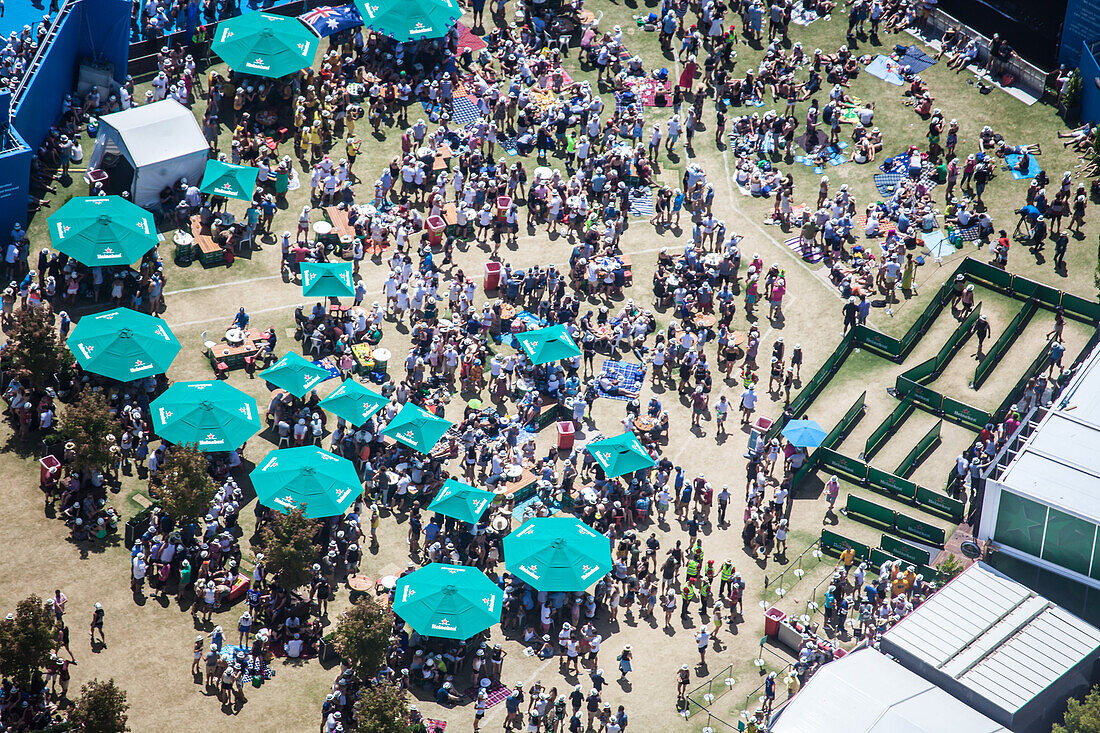 Aerial view of the Australian Open Tennis tournament, Melbourne, Australia.