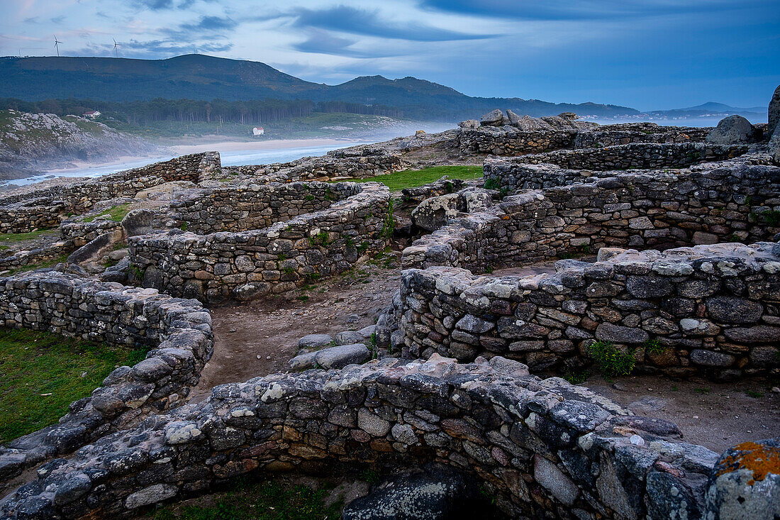 Castro de Barona, Celtic settlement -1st century BC, Porto do Son, La Coruna province, Region of Galicia, Spain