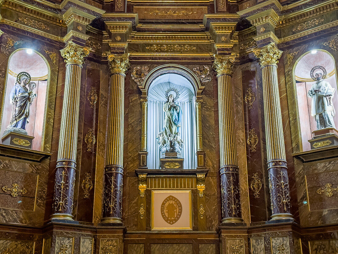 The main altarpiece in the apse of the ornate Cathedral of the Immaculate Conception in San Luis, Argentina.