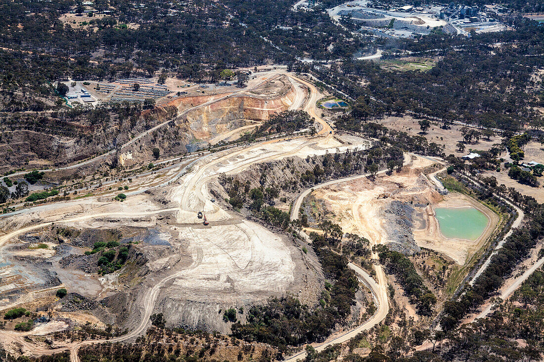 Aerial view of the Quarry in Stawell, Victoria, Australia