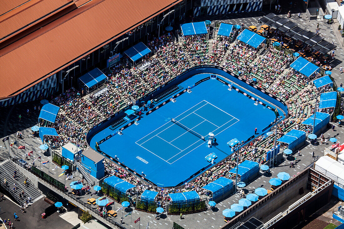 Aerial view of the Australian Open Tennis tournament, Melbourne, Australia.