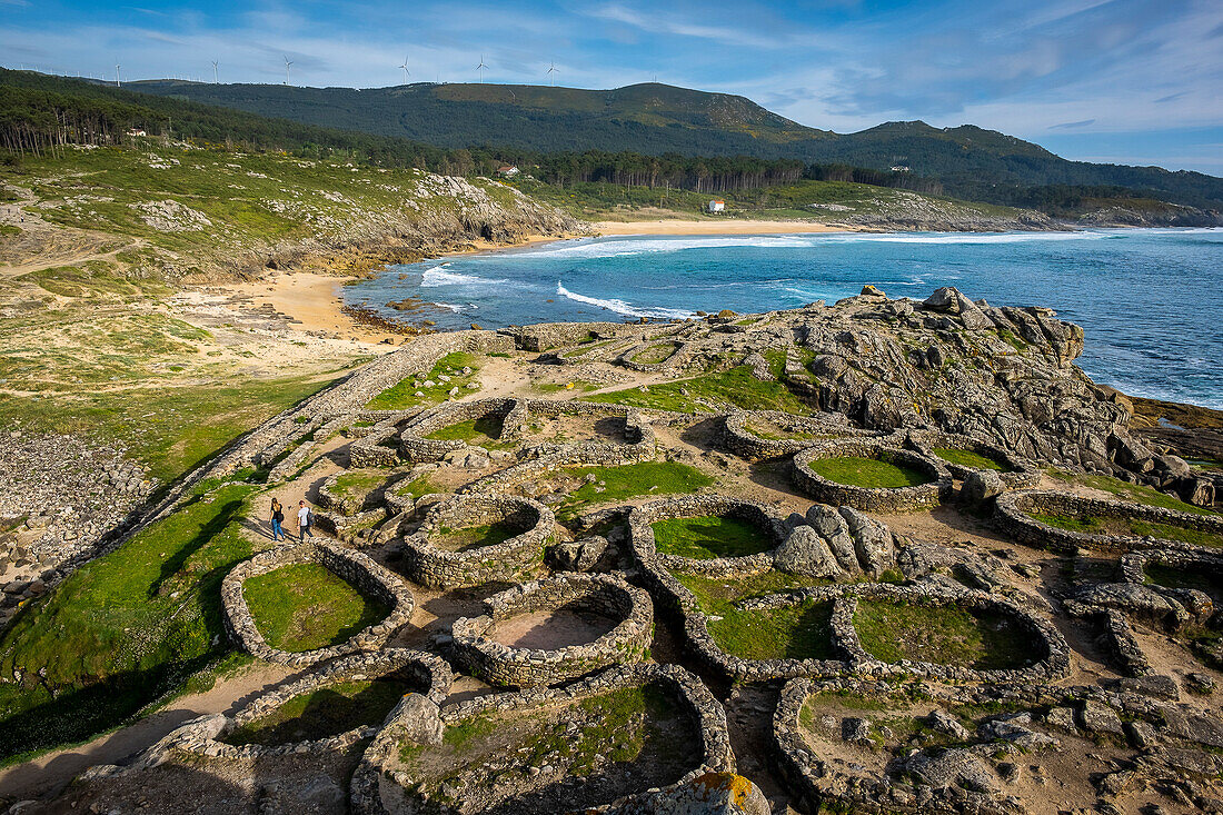 Castro de Barona, Celtic settlement -1st century BC, Porto do Son, La Coruna province, Region of Galicia, Spain