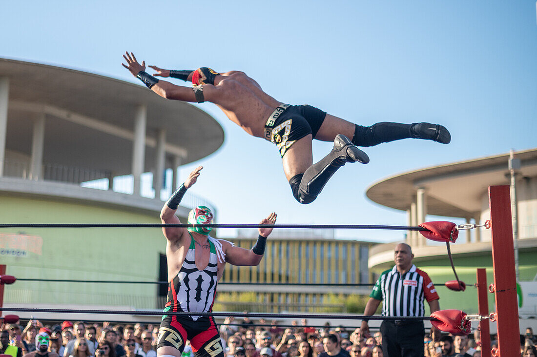 Mexican Wrestling exhibition during Vive Latino 2022 Music Festival in Zaragoza, Spain