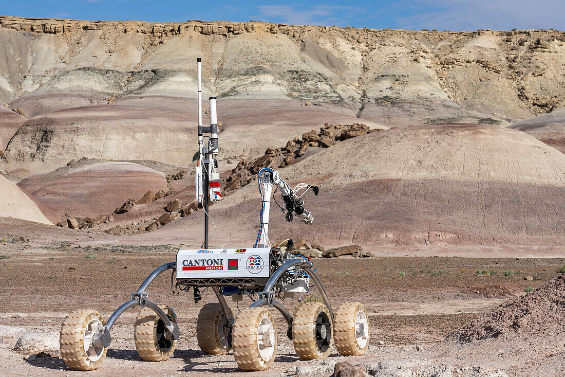 The PCZ Mars Rover in the University Rover Challenge, Mars Desert Research Station in the Mars-like desert in Utah. PCZ Rover Team, Czestochowa University of Technology, Poland