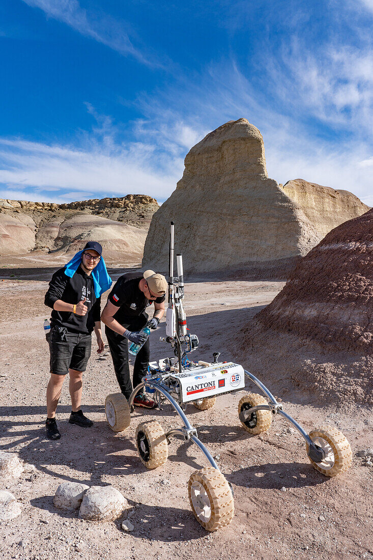 Der PCZ Mars Rover im Rahmen der University Rover Challenge, Mars Desert Research Station in der marsähnlichen Wüste in Utah. PCZ Rover Team, Technische Universität Czestochowa, Polen