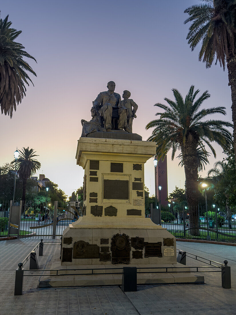 Statue of Domingo F. Sarmiento in the Plaza 25 de Mayo in San Juan, Argentina. He was an Argentine statesman and president of Argentina and native of San Juan.