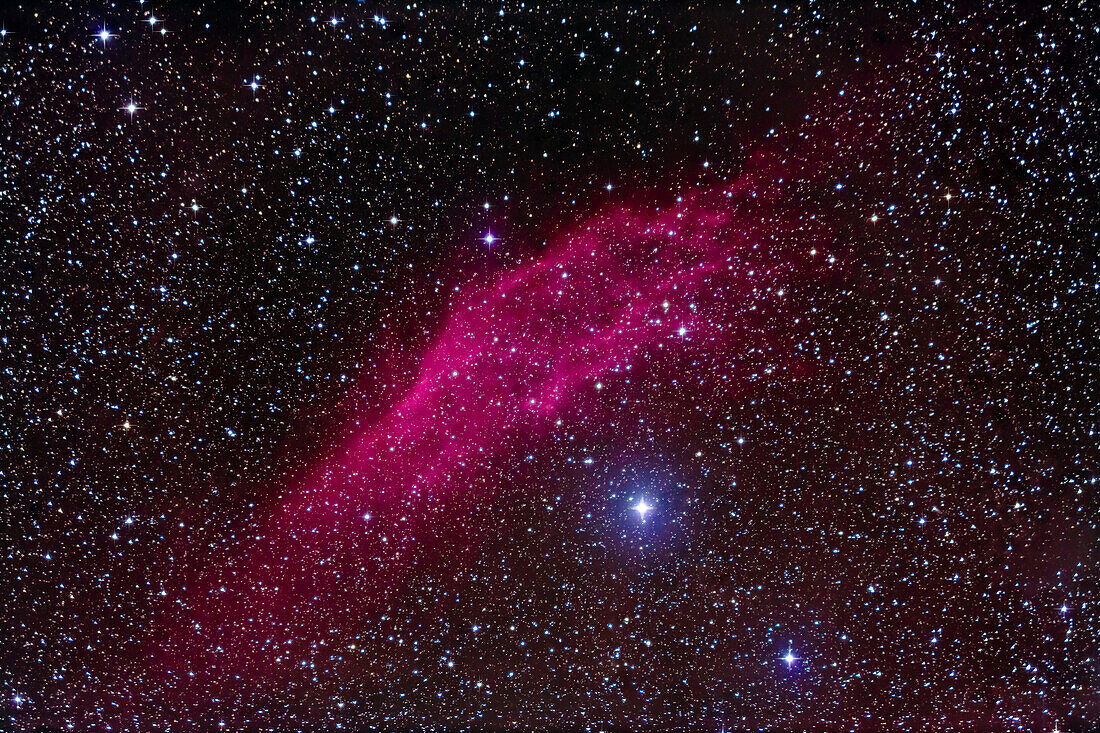 The California Nebula in Perseus, aka NGC 1499, in a set of guided exposures taken January 5, 2018 from home.