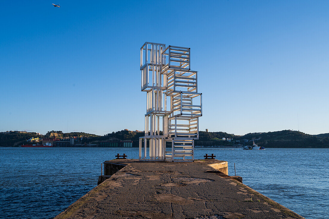 Riverside Escultura de Luz sculpture by Tagus River, Belem, Lisbon, Portugal