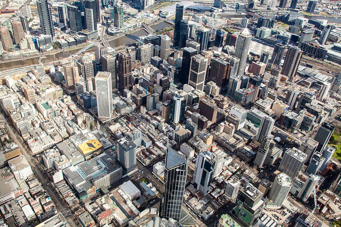 Aerial view of Melbourne CBD, Australia
