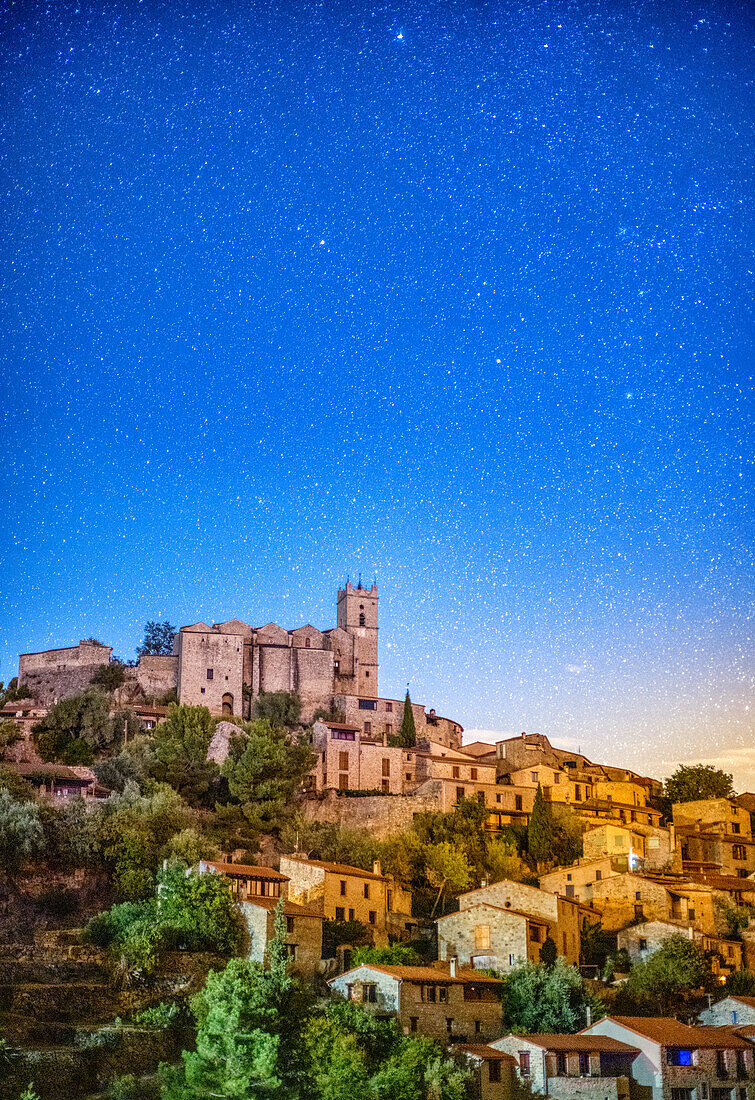 Night view of Eus, France