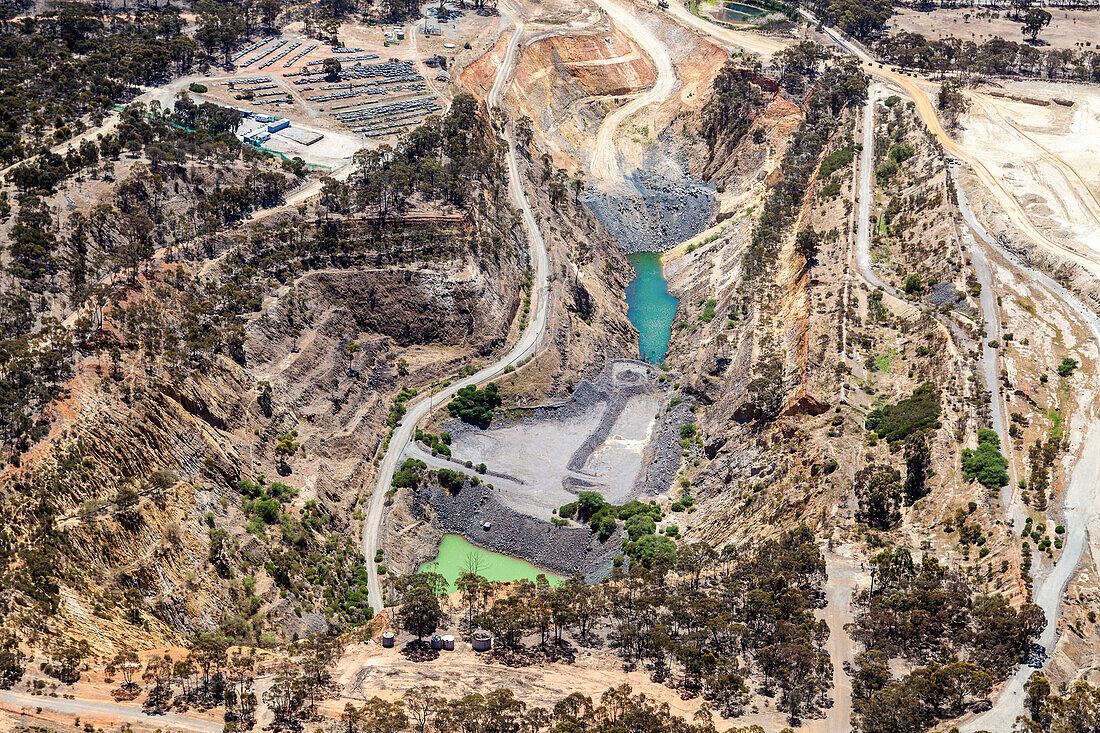 Aerial view of the Quarry in Stawell, Victoria, Australia