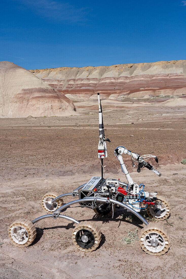 The PCZ Mars Rover in the University Rover Challenge, Mars Desert Research Station in the Mars-like desert in Utah. PCZ Rover Team, Czestochowa University of Technology, Poland