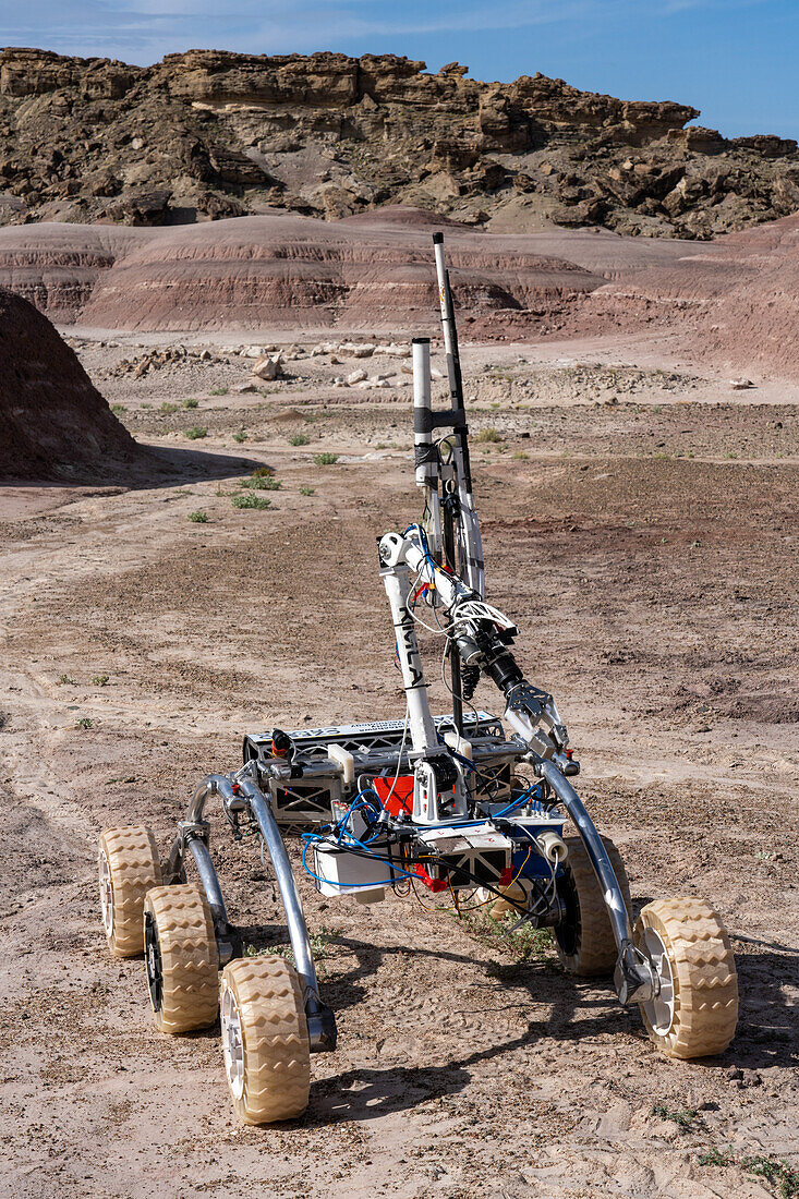 Der PCZ Mars Rover bei der University Rover Challenge, Mars Desert Research Station in der marsähnlichen Wüste in Utah. PCZ Rover Team, Technische Universität Czestochowa, Polen