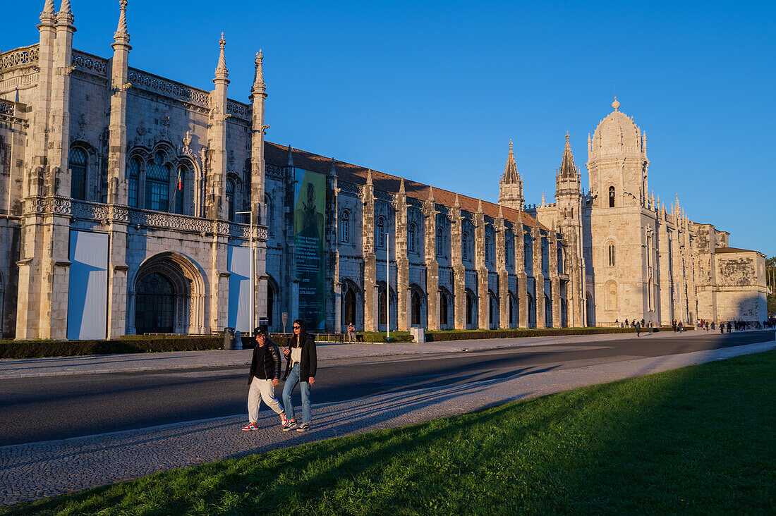 Jeronimos Monastery or Hieronymites Monastery at sunset, Belem, Lisbon, Portugal