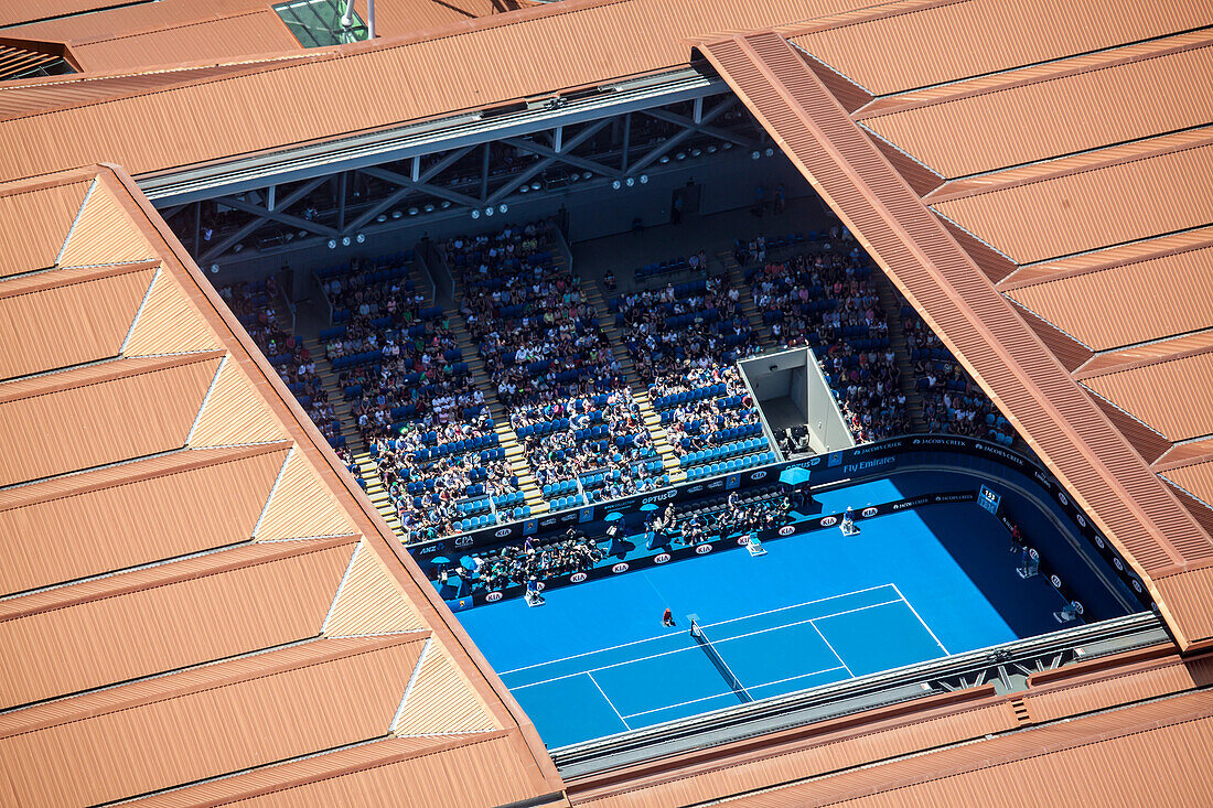 Aerial view of the Australian Open Tennis tournament, Melbourne, Australia.