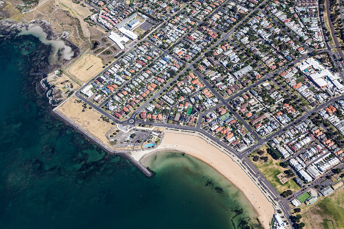 Aerial view of Williamstown in Melbourne's West, Australia