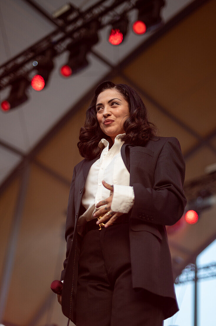 Chilean artist Mon Laferte performs live during Vive Latino 2022 Festival in Zaragoza, Spain