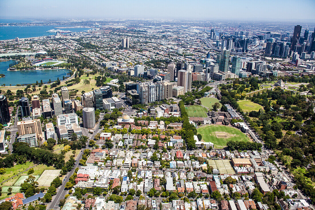 Aerial view of St Kilda in Melbourne, Australia