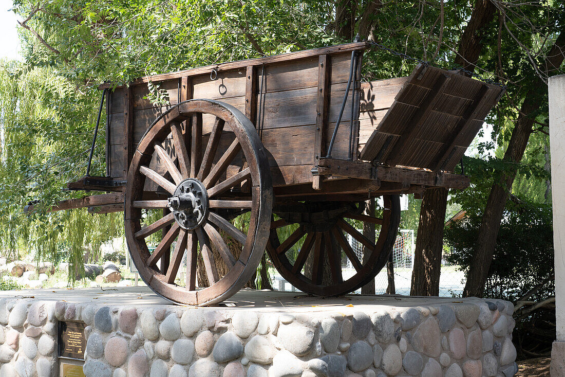 An antique wooden oxcart in the small village of Paso de las Carretas in Mendoza Province, Argentina.