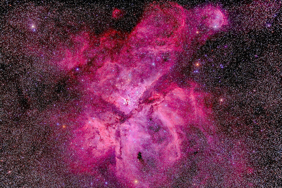 Der Carina-Nebel (auch bekannt als Eta Carinae) am Südhimmel, aufgenommen am 11. Dezember 2012 von Timor Cottage, Coonabarabran, NSW, Australien. Dies ist ein Stapel von 5 x 12 Minuten Belichtungen bei ISO 400 mit der Canon 5D MkII (mit modifiziertem Filter) und Astro-Physics 105mm Traveler apo Refraktor und 6x7 Field Flattener.
