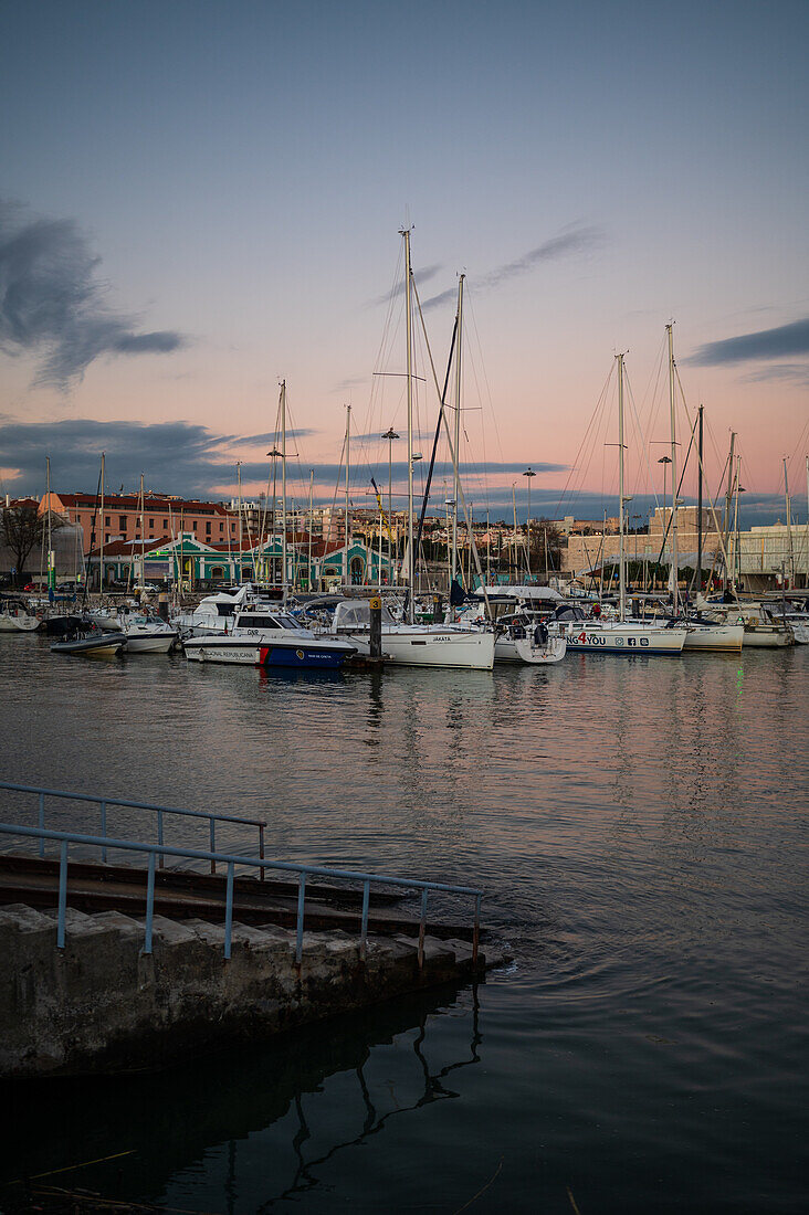 Belem port at sunset, Lisbon, Portugal