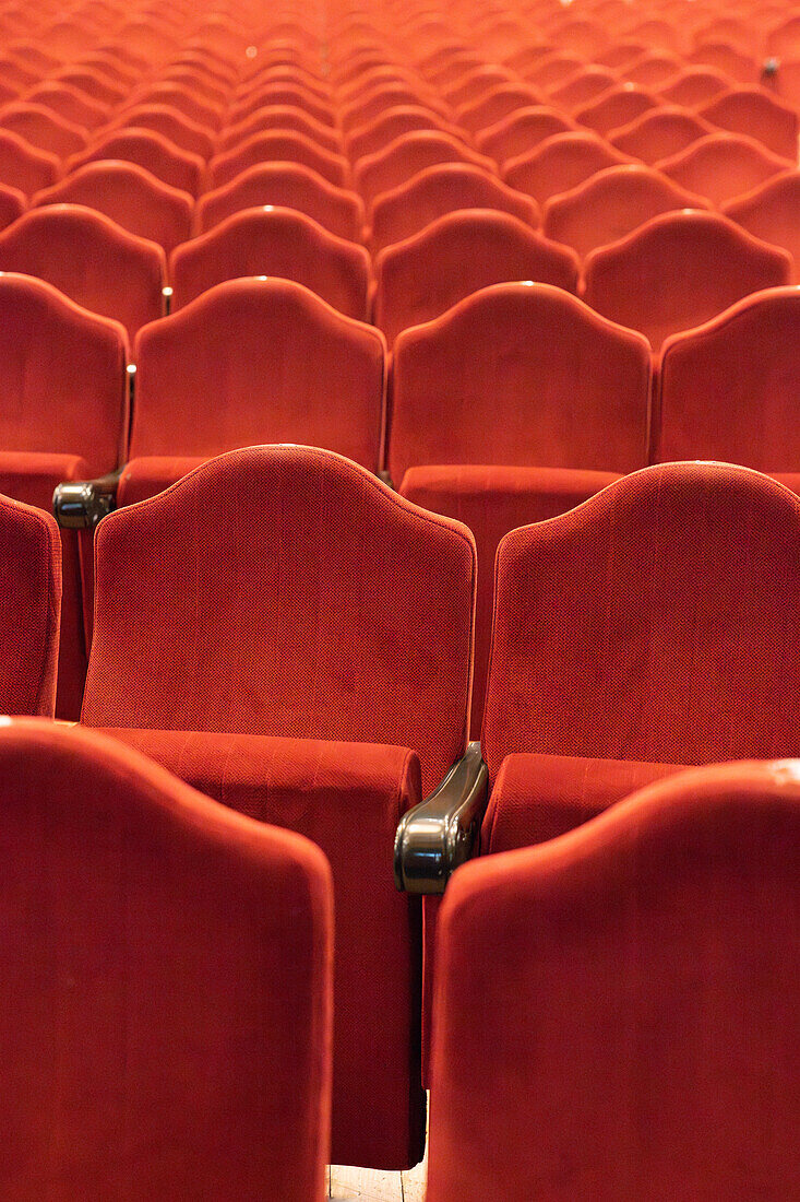 Empty seats of a theatre hall, Seville, Spain