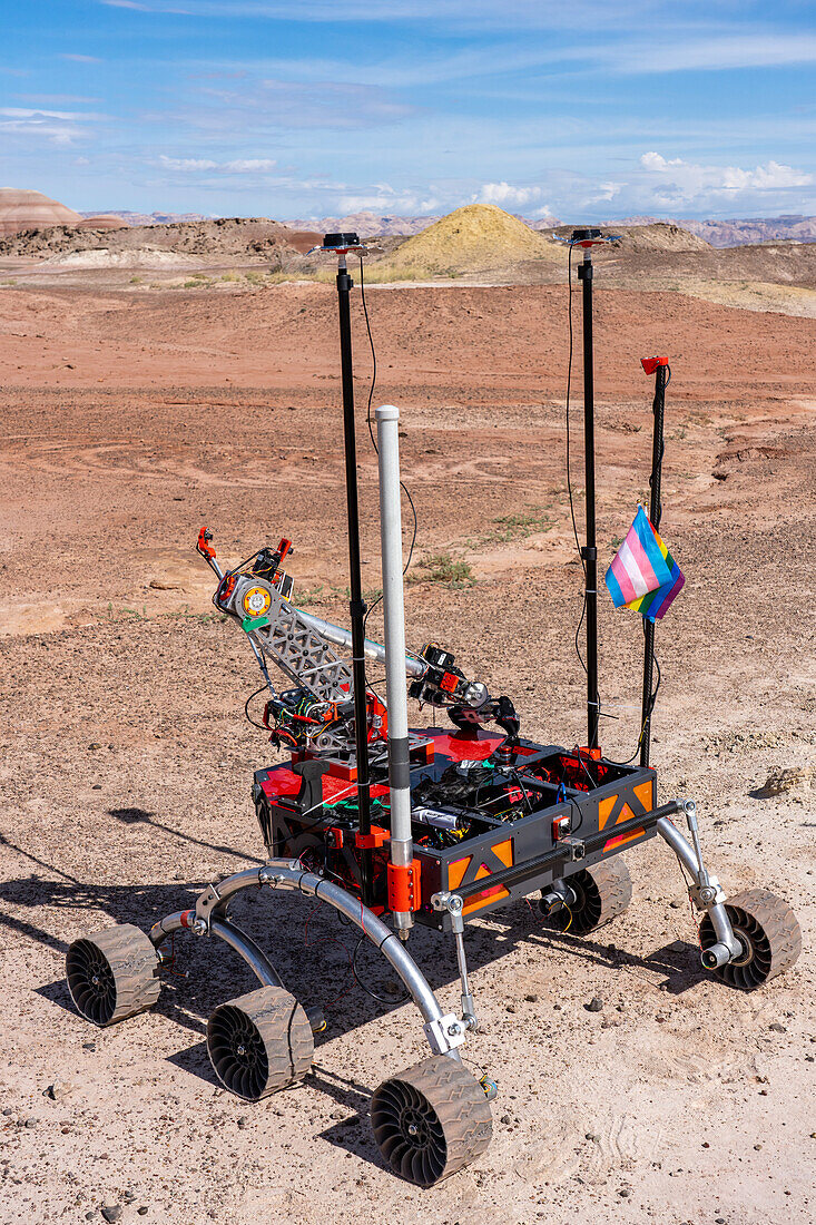 Mars-Rover der Northeastern University. University Rover Challenge, Mars Desert Research Station, Utah. Northeastern University Mars Rover Team, Boston, USA