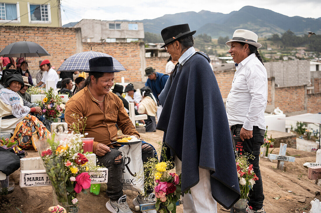 Dia de los Muertos (Day of the Dead) celebrations at Otavalo Cemetery, Imbabura, Ecuador, South America