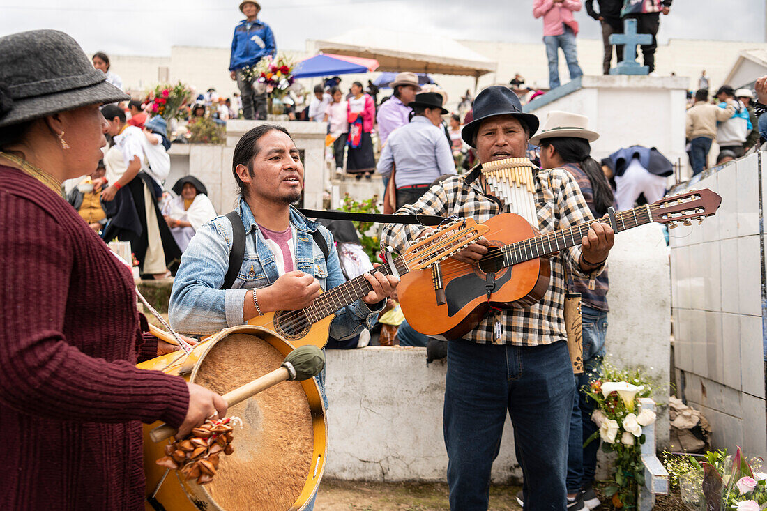 Dia de los Muertos (Day of the Dead) celebrations at Otavalo Cemetery, Imbabura, Ecuador, South America