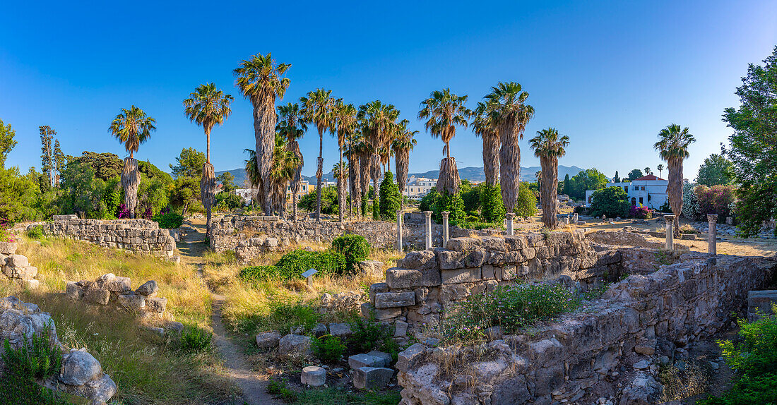 Blick auf Aphrodite-Heiligtum, Kos-Stadt, Kos, Dodekanes, Griechische Inseln, Griechenland, Europa